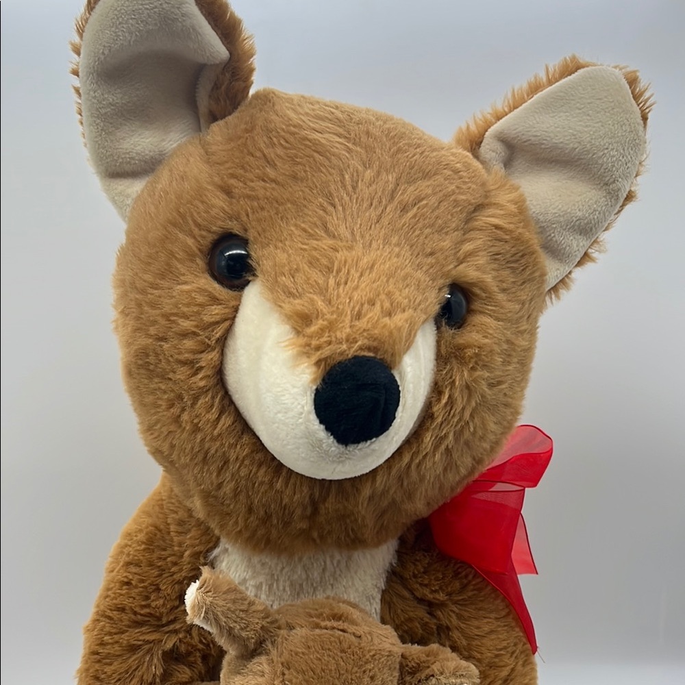 Brown Kangaroo Plush Toy with Red Bow - Picture 4 of 9